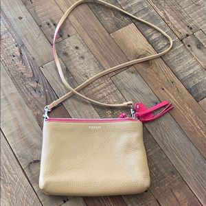 Coach fringe tassel cross body nude bag